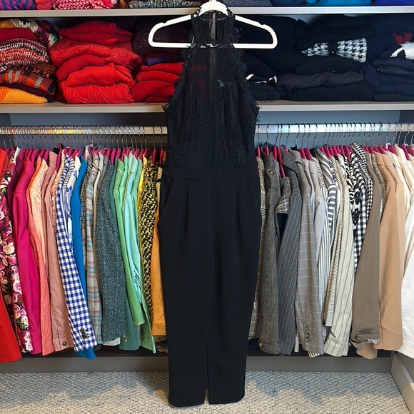 Express Pants - Express black lace halter neck sleeveless 2 pocket back zipper jumpsuit size S